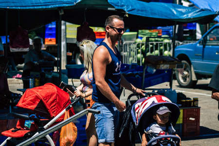 Limassol Cyprus June 13, 2020 Portrait of unidentified people shopping at the Limassol market in the morningのeditorial素材