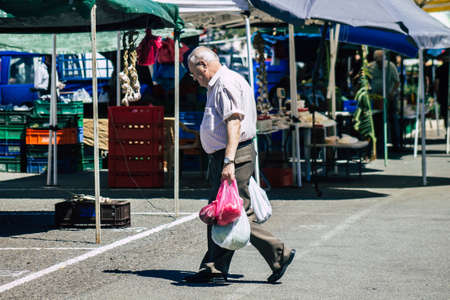 Limassol Cyprus June 13, 2020 Portrait of unidentified people shopping at the Limassol market in the morningのeditorial素材