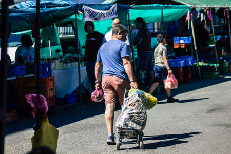 Limassol Cyprus June 13, 2020 Portrait of unidentified people shopping at the Limassol market in the morningのeditorial素材