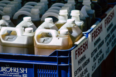 Limassol Cyprus June 13, 2020 Closeup of local produces sold at Limassol market in Cyprus islandのeditorial素材