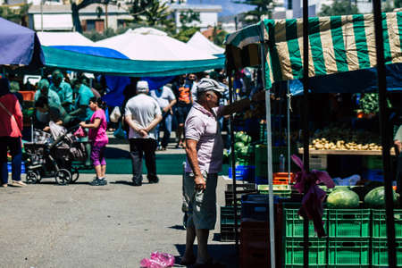 Limassol Cyprus June 13, 2020 Portrait of unidentified people shopping at the Limassol market in the morningのeditorial素材