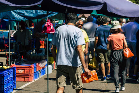 Limassol Cyprus June 13, 2020 Portrait of unidentified people shopping at the Limassol market in the morningのeditorial素材