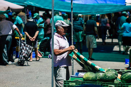 Limassol Cyprus June 13, 2020 Portrait of unidentified people shopping at the Limassol market in the morningのeditorial素材