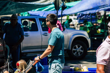 Limassol Cyprus June 13, 2020 Portrait of unidentified people shopping at the Limassol market in the morningのeditorial素材