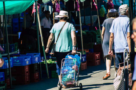Limassol Cyprus June 13, 2020 Portrait of unidentified people shopping at the Limassol market in the morningのeditorial素材