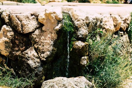Jerusalem Israel June 21, 2019 View of the landscape and nature at Rephaim Stream park in the white valley near Jerusalem in the afternoonの写真素材