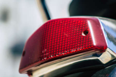 Limassol Cyprus June 19, 2020 Closeup of the mechanical part of a motorbike parked in the streets of Limassol in Cyprus Islandのeditorial素材