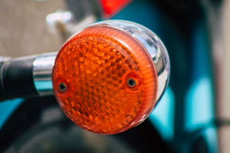 Limassol Cyprus June 19, 2020 Closeup of the mechanical part of a motorbike parked in the streets of Limassol in Cyprus Islandのeditorial素材