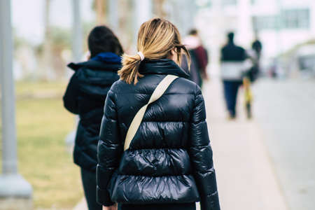 Tel Aviv Israel December 25, 2019 View of unidentified people walking on Herbert Samuel Promenade in Tel Aviv in the afternoonのeditorial素材