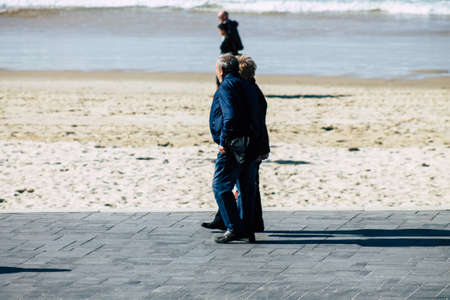 Tel Aviv Israel December 31, 2019 View of unidentified people walking on Herbert Samuel Promenade in Tel Aviv in the afternoonのeditorial素材
