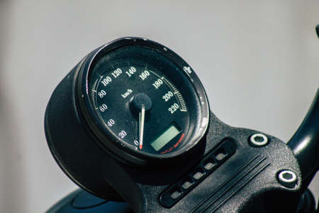 Limassol Cyprus June 21, 2020 Closeup of a motorbike parked in the streets of Limassol in Cyprus Islandのeditorial素材
