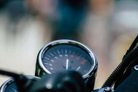 Limassol Cyprus June 21, 2020 Closeup of a motorbike parked in the streets of Limassol in Cyprus Islandのeditorial素材