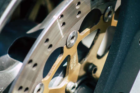 Limassol Cyprus June 21, 2020 Closeup of a motorbike parked in the streets of Limassol in Cyprus Islandのeditorial素材