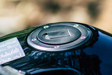 Limassol Cyprus June 21, 2020 Closeup of a motorbike parked in the streets of Limassol in Cyprus Islandのeditorial素材