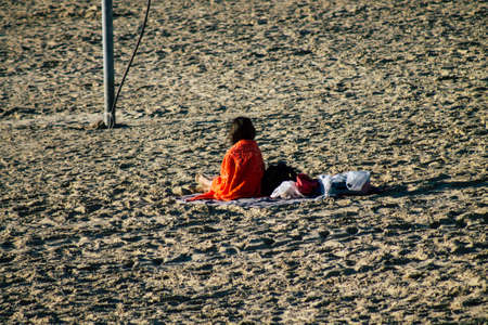 Tel Aviv Israel December 22, 2019 View of unidentified people having fun on the beach of Tel Aviv in the afternoonのeditorial素材