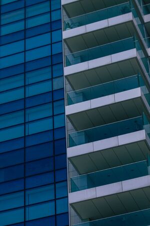 View of the facade of a modern building located on the coastal avenue right in the heart of the city...