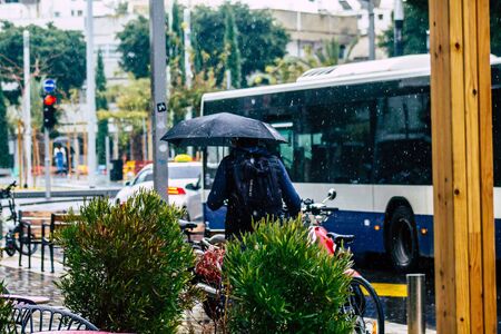 Tel Aviv Israel February 19, 2020 View of unidentified people walking in the streets of Tel Aviv...
