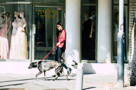 Tel Aviv Israel February 04, 2020 View of unidentified people walking in the streets of Tel Aviv in...