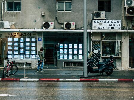 Tel Aviv Israel November 23, 2018  View of unknown Israeli people walking in the streets of Tel Aviv in the afternoonの写真素材