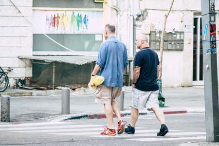 Tel Aviv Israel December 22, 2019 View of unidentified people walking in the streets of Tel Aviv in the afternoonのeditorial素材