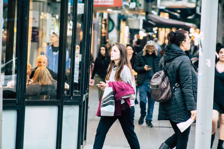 Tel Aviv Israel December 22, 2019 View of unidentified people walking in the streets of Tel Aviv in the afternoonのeditorial素材