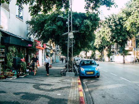 Tel Aviv Israel November 25, 2018  View of unknown Israeli people walking in the streets of Tel Aviv...