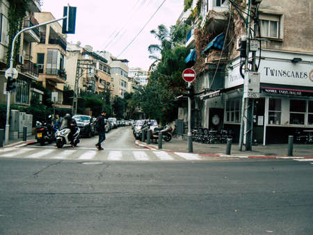 Tel Aviv Israel December 21, 2018 View of unknown Israeli people walking in the streets of Tel Aviv in the afternoonのeditorial素材