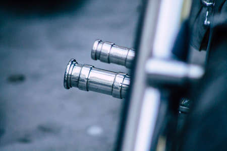 Limassol Cyprus June 26, 2020 Closeup of a Harley Davidson motorcycle parked in the streets of Limassol in Cyprus Islandのeditorial素材