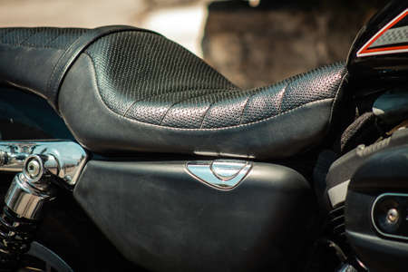 Limassol Cyprus June 27, 2020 Closeup of a Sportster 883R Harley Davidson motorcycle parked in the...