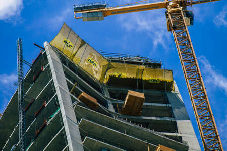 Limassol Cyprus June 23, 2020 View of a new building in construction located on the coastal avenue right in the heart of the city of Limassol in Cyprus islandのeditorial素材