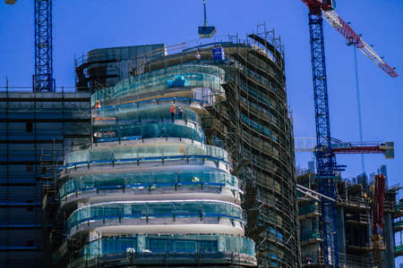 Limassol Cyprus June 23, 2020 View of a new building in construction located on the coastal avenue...