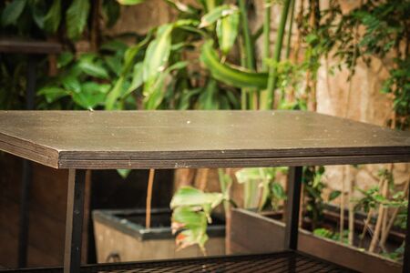 Closeup of chairs and table from a restaurant located in the old city of Limassol in Cyprus islandの写真素材