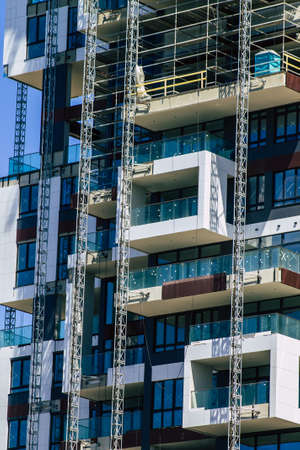 Limassol Cyprus June 23, 2020 View of a new building in construction located on the coastal avenue right in the heart of the city of Limassol in Cyprus islandのeditorial素材