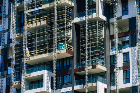 Limassol Cyprus June 23, 2020 View of a new building in construction located on the coastal avenue right in the heart of the city of Limassol in Cyprus islandのeditorial素材