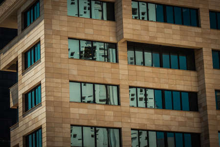 Nicosia Cyprus 03 July 2020 View of the facade of a modern building located in Nicosia, the largest city, divided capital, and seat of government of Cyprus. South of the border, on the Greek sideの写真素材