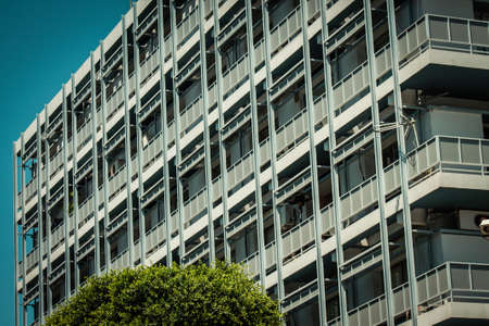 Nicosia Cyprus 03 July 2020 View of the facade of a modern building located in Nicosia, the largest city, divided capital, and seat of government of Cyprus. South of the border, on the Greek sideの写真素材