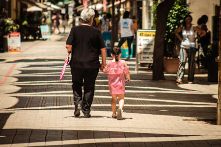 Nicosia Cyprus 04 July 2020 View of unidentified people walking in Ledra Street, the major shopping thoroughfare located in the old city of Nicosia, capital of Cyprusの写真素材