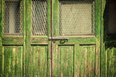 Nicosia Cyprus 04 July 2020 View of wooden door of a house located in the old city of Nicosia, capital of Cyprusの写真素材