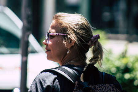 Limassol Cyprus May 06, 2020 View of unidentified people walking in the streets of Limassol in the afternoon during the coronavirus outbreakのeditorial素材