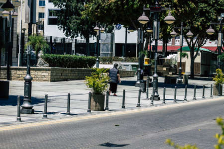 Limassol Cyprus May 06, 2020 View of unidentified people walking in the streets of Limassol in the afternoon during the coronavirus outbreakのeditorial素材