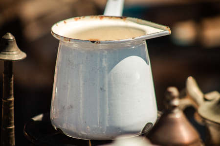 Nicosia Cyprus 04 July 2020 Closeup of old second hand items sold as decorative objects in a flea market located in the old town of Nicosia, capital of Cyprusのeditorial素材