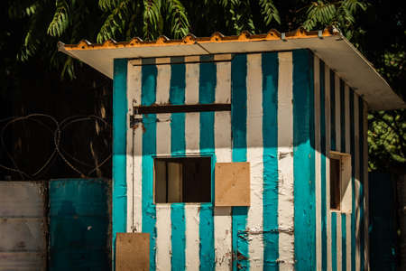 Nicosia Cyprus 04 July 2020 View of the Greek-Turkish border controlled by the United Nations Peacekeeping Force in the divided city of Nicosia, capital of Cyprusのeditorial素材