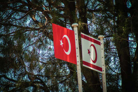 Nicosia Cyprus 04 July 2020 View of the Greek-Turkish border controlled by the United Nations Peacekeeping Force in the divided city of Nicosia, capital of Cyprusのeditorial素材