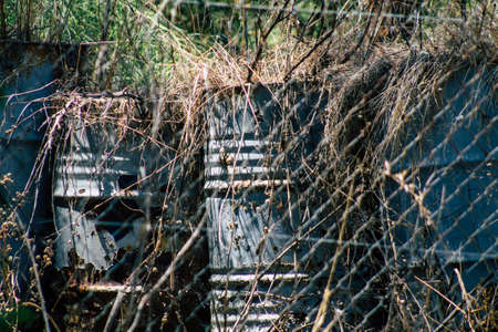 Nicosia Cyprus 04 July 2020 View of the Greek-Turkish buffer zone controlled by the United Nations Peacekeeping Force in the divided city of Nicosia, capital of Cyprusのeditorial素材