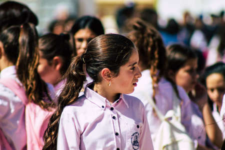 Jerusalem Israel October 06, 2019 View of unknowns Israeli young girls having fun front the Western...
