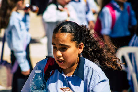 Jerusalem Israel October 06, 2019 View of unknowns Israeli young girls having fun front the Western wall in the Old city of Jerusalem in the afternoonのeditorial素材