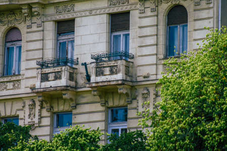 Budapest Hungary july 11, 2020 View of the gothic architecture of an ancient historical building in the downtown area of Budapest, capital of Hungary and the most populous city of Hungaryのeditorial素材