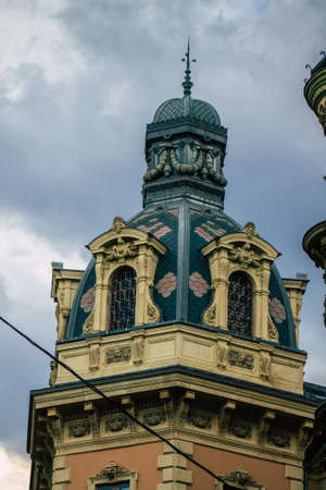 Budapest Hungary july 11, 2020 View of the gothic architecture of an ancient historical building in the downtown area of Budapest, capital of Hungary and the most populous city of Hungaryのeditorial素材