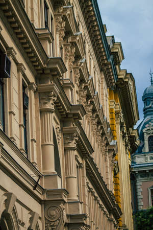 Budapest Hungary july 11, 2020 View of the gothic architecture of an ancient historical building in the downtown area of Budapest, capital of Hungary and the most populous city of Hungaryのeditorial素材
