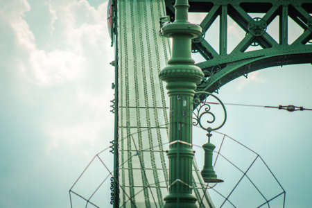 Budapest Hungary july 11, 2020 View of the Szechenyi Chain Bridge is a bridge that spans the River Danube between Buda and Pest, the western and eastern sides of Budapest, the capital of Hungaryのeditorial素材